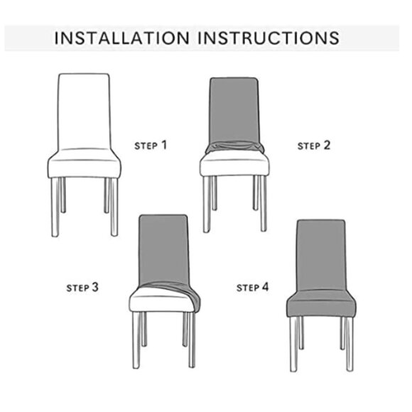 Dining Room Chair Covers Set of 4, Stretch Spandex Chair Slipcovers Removable - Picture 6 of 7